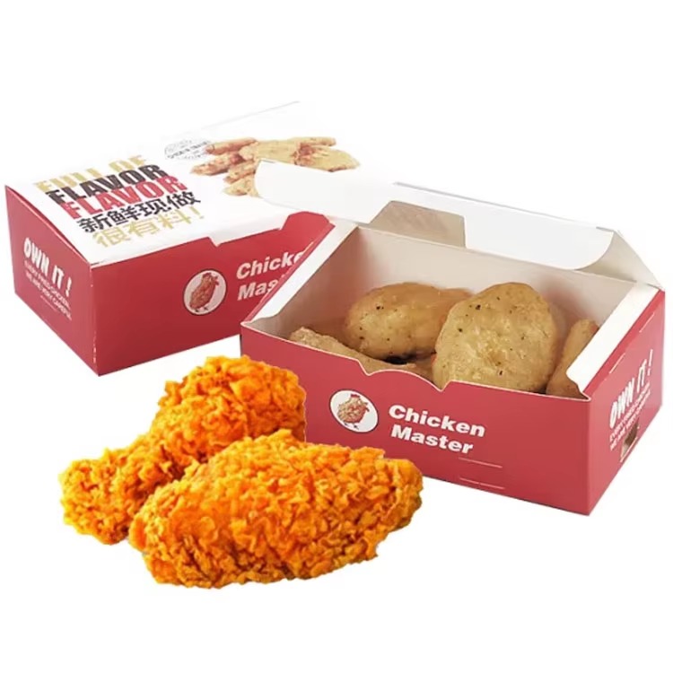 Biodegradable Food Grade White Ivory Board Burger Packaging Box Takeaway Fast Food Container with Custom Logo